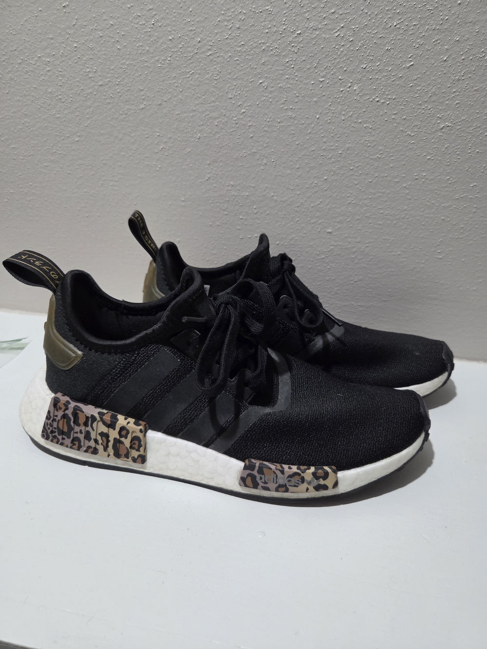Adidas Women’s 8.5 Black Leopard Accent NMD Runners